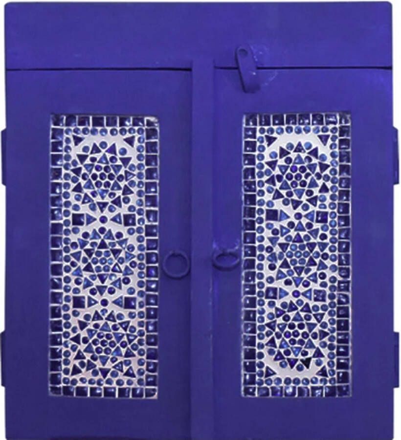 LM-Collection Dark Blue Badkamerkastje 35x15x40cm Blauw Wit- Hout Glas badkamer kast badkamerkastje badkamerkasten