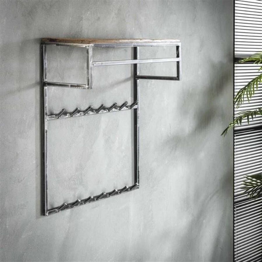 LM-Collection Jayce Kapstok 60x80x27cm Grijs Bruin wandkapstok kapstok staand kapstok wandkapstok kapstokken kapstok hangend kapstok zwart
