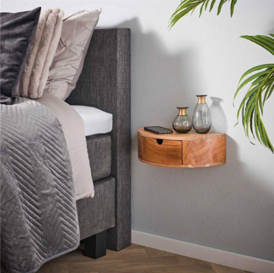 LM-Collection Pence Nachtkastje 40x20x12cm Bruin Hout nachtkastje zwevend nachtkastjes modern nachtkastjes industrieel