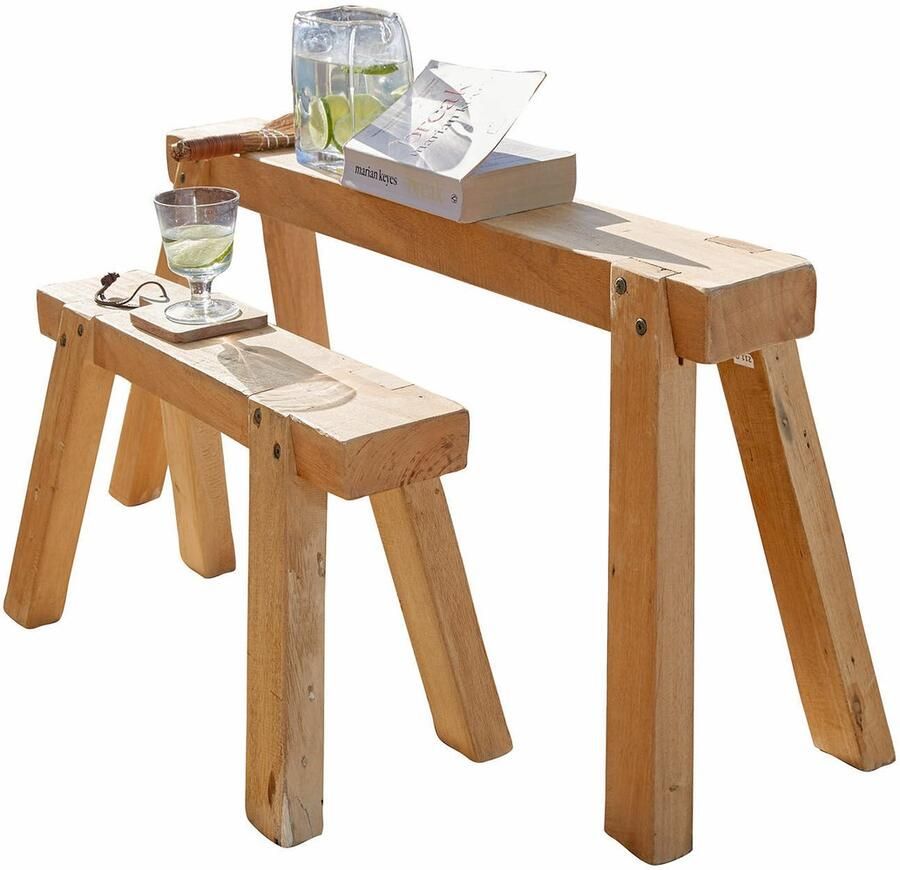 Loberon 2-delige set banken Gravinard bruin