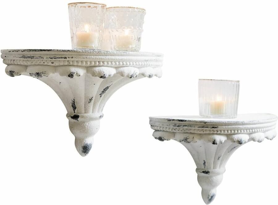 Loberon 2-delige set wandconsoles Liara antiekwit