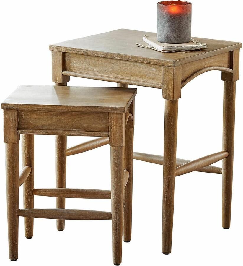 Loberon Bijzettafel set van 2 Benoique bruin