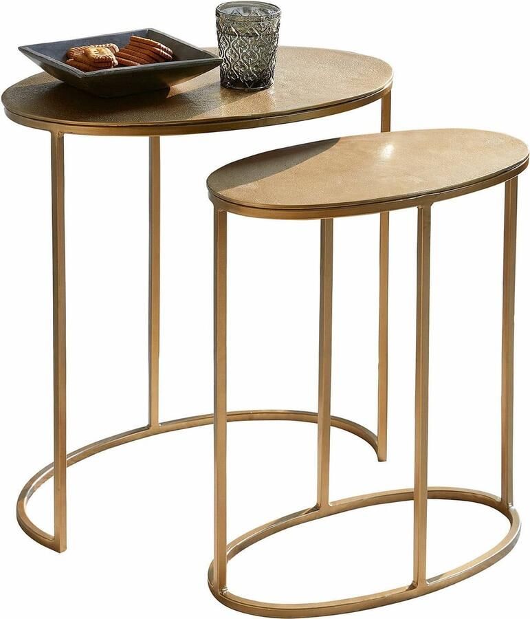 Loberon Bijzettafel set van 2 Leron antiekgoudkleurig