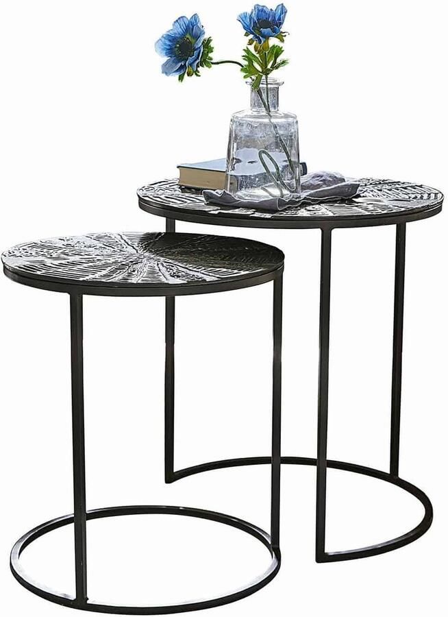 Loberon Bijzettafel set van 2 Petrosini zwart
