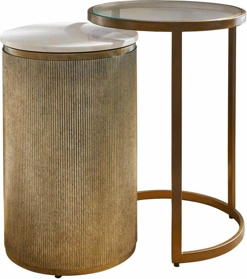 Loberon Bijzettafeltje set van 2 Salerico antiekgoudkleurig