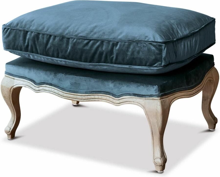 Loberon Footstool Corlay blauw bruin