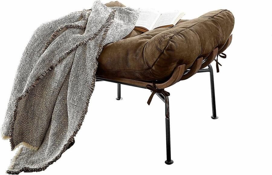 Loberon Footstool Horraine bruin grijs