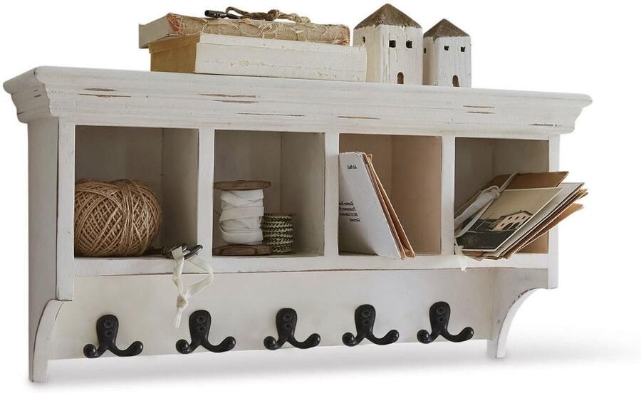 Loberon Kapstok met vakken Gualado antiekwit