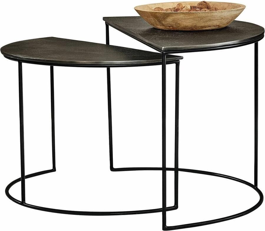 Loberon Salontafel set van 2 Amberlake zwart antiekzilverkleurig