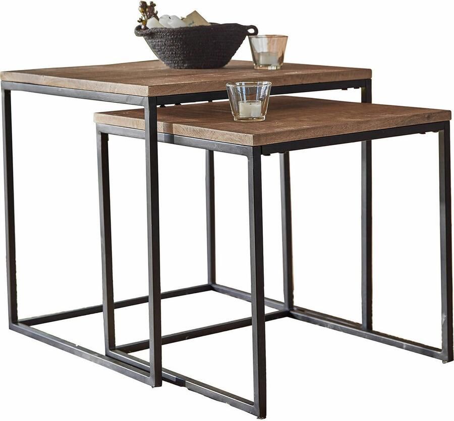 Loberon Salontafel set van 2 Luisant bruin zwart