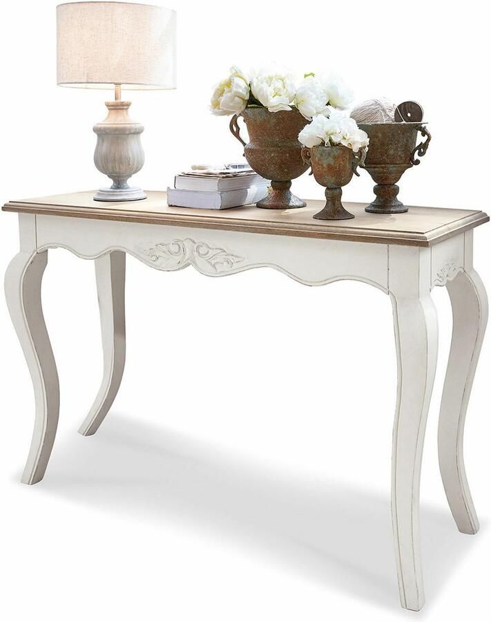 Loberon Sidetable Bellerose antiekwit bruin