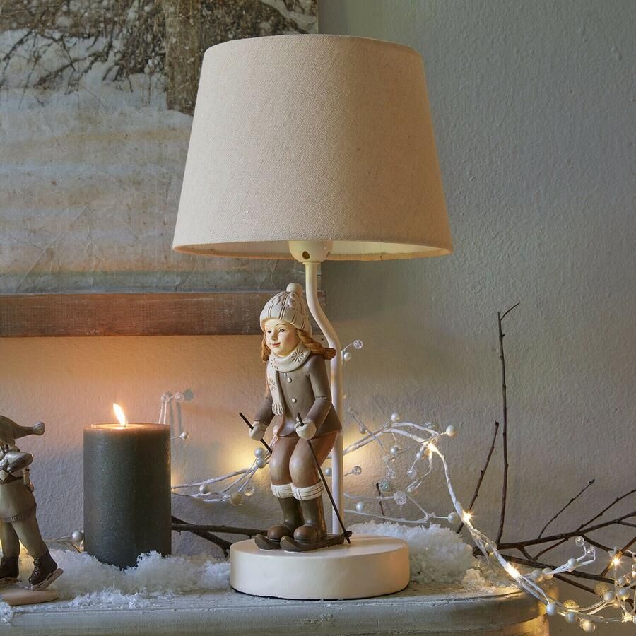 Loberon Tafellamp Avirae crème bruin