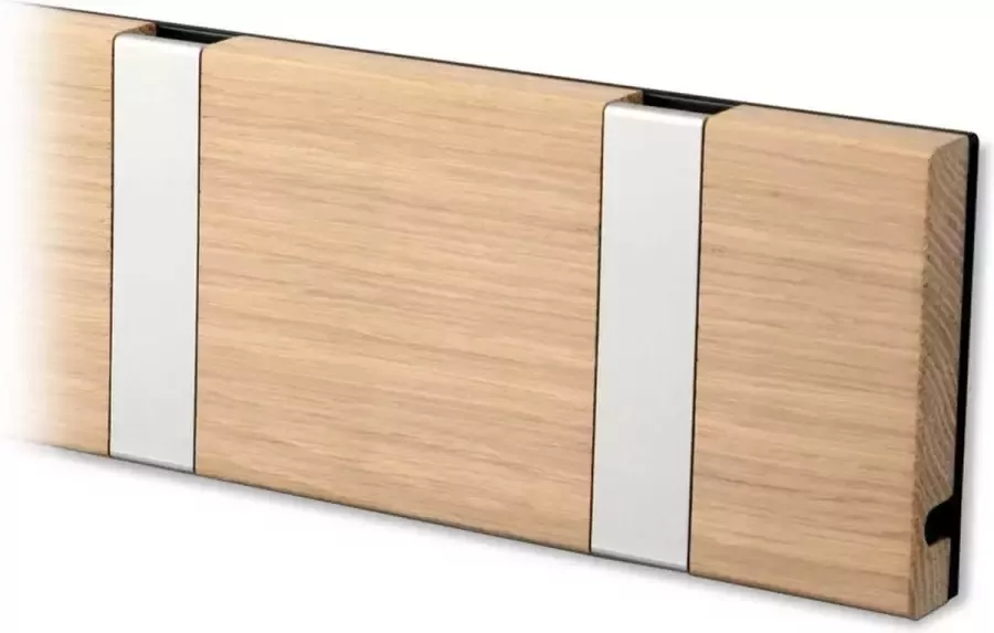 Loca KNAX Kapstok Horizontaal 4 haaks whitewash oak grijze haken