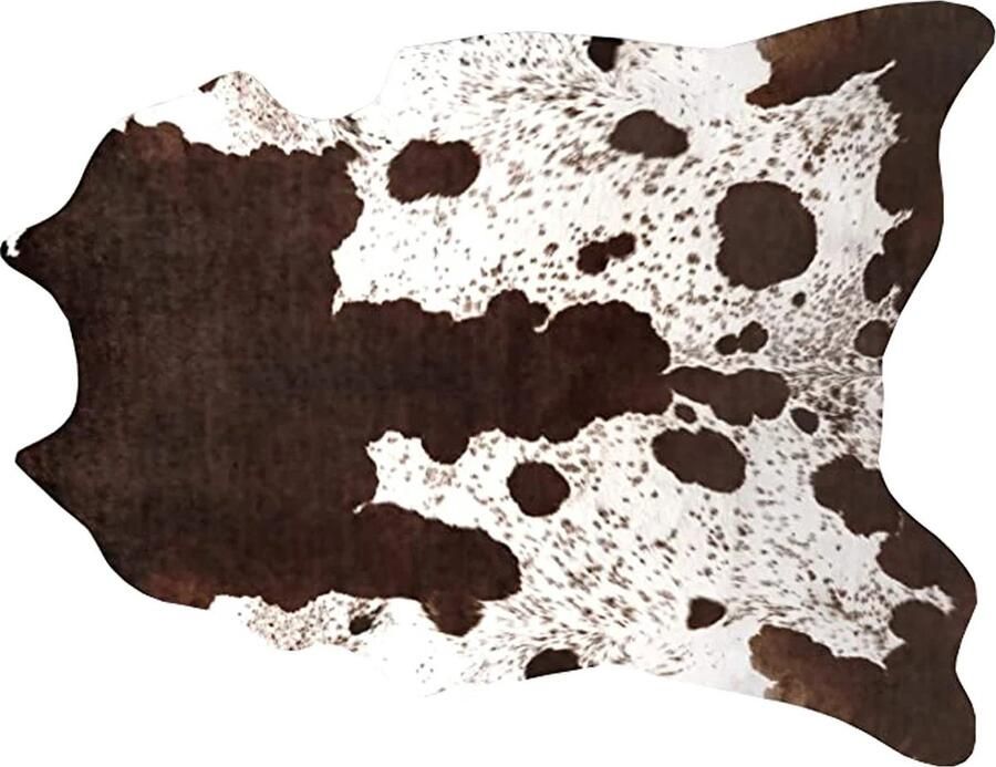 Lochas Imitatie Koeienhuid Vloerkleed Imitatie Dierenhuid Tapijt Rodeo Bruin Wit gevlekt Suede onderkant 158x190 cm
