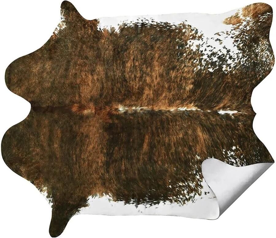 Lochas Imitatie Koeienhuid Vloerkleed Imitatie Dierenhuid Tapijt Rodeo Western Wit Bruin Zwart Suede onderkant 70x110 cm
