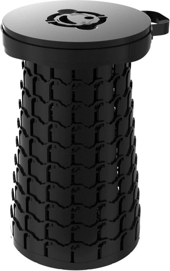 LOCYOP MAXSTAB Opvouwbare Kruk Kunstof krukje Telescoop kruk Inklapbaar Verstelbaar Draagbaar Extra Hoog Brede Zitting Anti-slip 300KG Belastbaar Camping Kruk Zomer Festival Stoel Picknick Stoel Stevig en Veilig Zwart met kussen