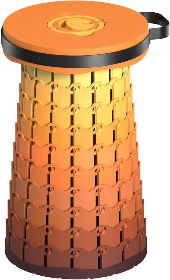 LOCYOP MAXSTAB Opvouwbare Kruk Kunstof krukje Telescoop kruk Inklapbaar Verstelbaar Draagbaar Extra Hoog Brede Zitting Anti-slip 300KG Belastbaar Camping Kruk Zomer Festival Stoel Picknick Stoel Stevig en Veilig Oranje met kussen