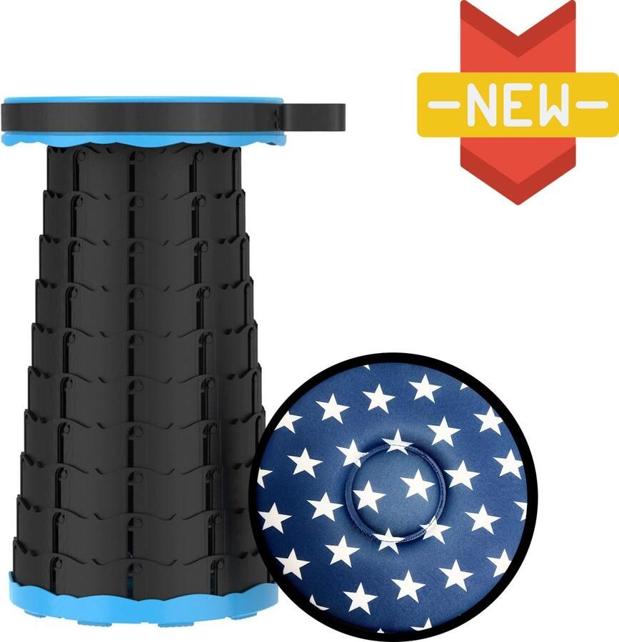 LOCYOP Opvouwbare kruk Krukje Inklapbaar Draagbare Telescopisch Visstoel Verstelbaar Voetensteun Camping Kruk Festival Stoel Blauw met kussen