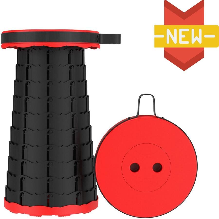 LOCYOP Opvouwbare kruk Krukje Inklapbaar Draagbare Telescopisch Visstoel Verstelbaar Voetensteun Camping Kruk Festival Stoel Rood