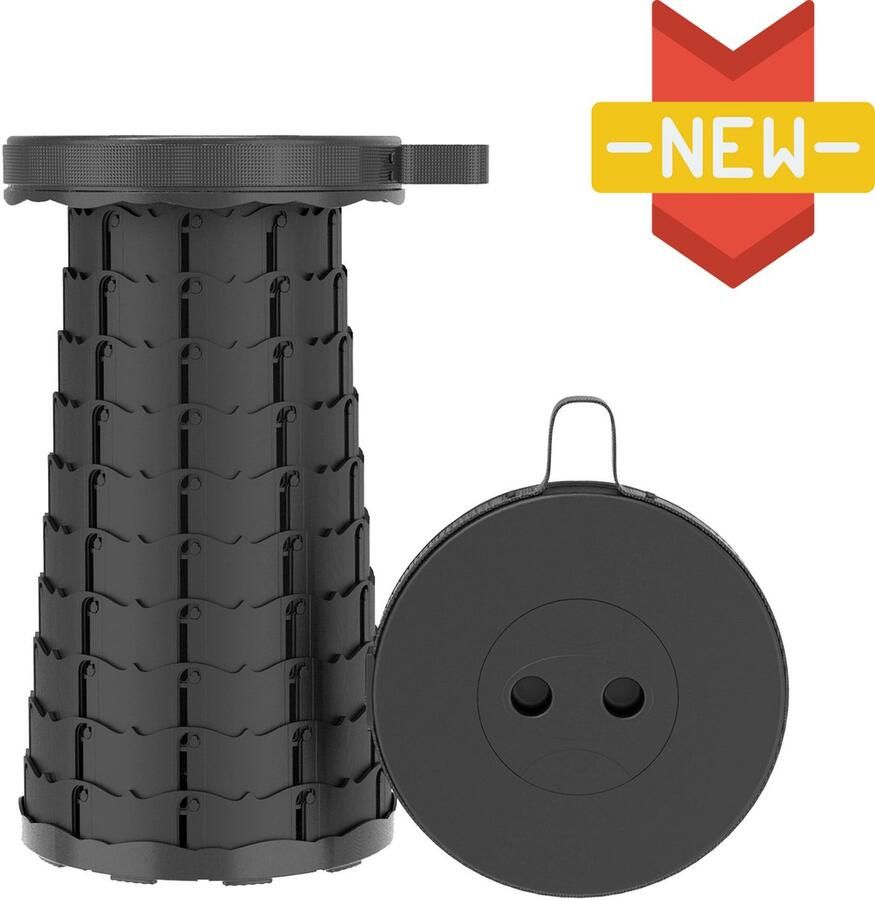 LOCYOP Opvouwbare kruk Krukje Inklapbaar Draagbare Telescopisch Visstoel Verstelbaar Voetensteun Camping Kruk Festival Stoel Zwart