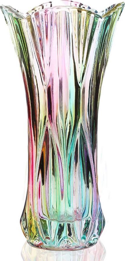 LODCZIOE Kristallen glazen bloemenvaas Regenboog glazen vaas Plantencontainer Decoratieve vaas voor thuis Eettafel Middelpunt Decoratie Accessoires Bruiloft Vakantiefeest