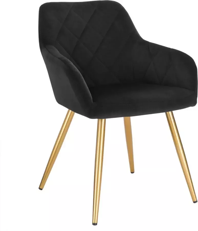 Loft Home Eetkamerstoel Gouden poten Fluwelen bekleding Interieur Metalen frame Meubels Zwart