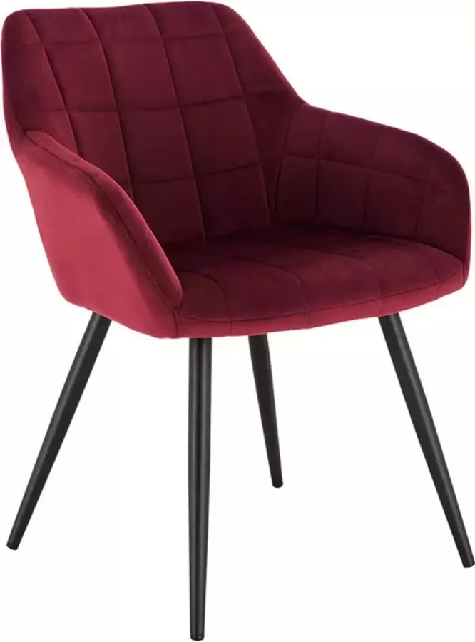 Loft Home Loft Home Eetkamerstoel Luxe Stoel Zwarte poten Fluwelen bekleding Stoelen Eetkamerstoelen Rood