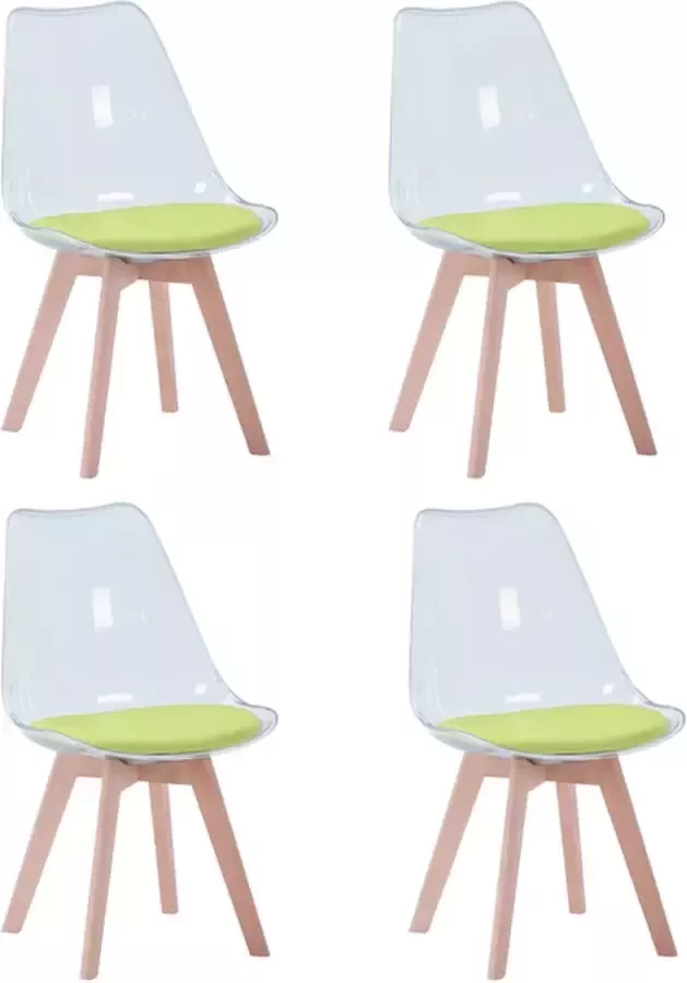 Loft Home Loft Home Eetkamerstoel Set Van 4 Set Stoel Eetkamerstoelen Modern Interieur Design Groen Transparant