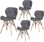 Loft Home Loft Home Eetkamerstoelen 4 Stuks Set van 4 Houten poten Stoelen Leren Bekleding Eetkamerstoel Wit - Thumbnail 2