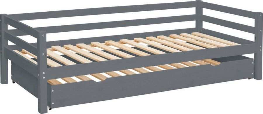 Loft24 Alpi|Sofabed 90x200 cm Grey with Drawer in Pine