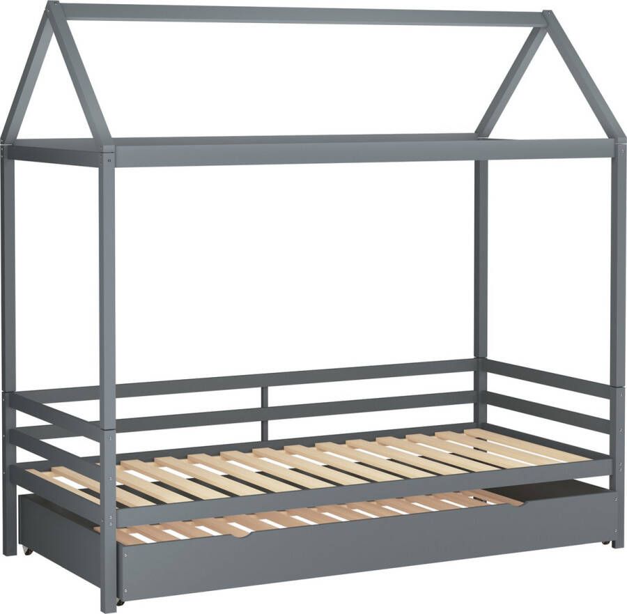 Loft24 Alpi|Daybed 90x200 cm Grey with Canopy in Pine