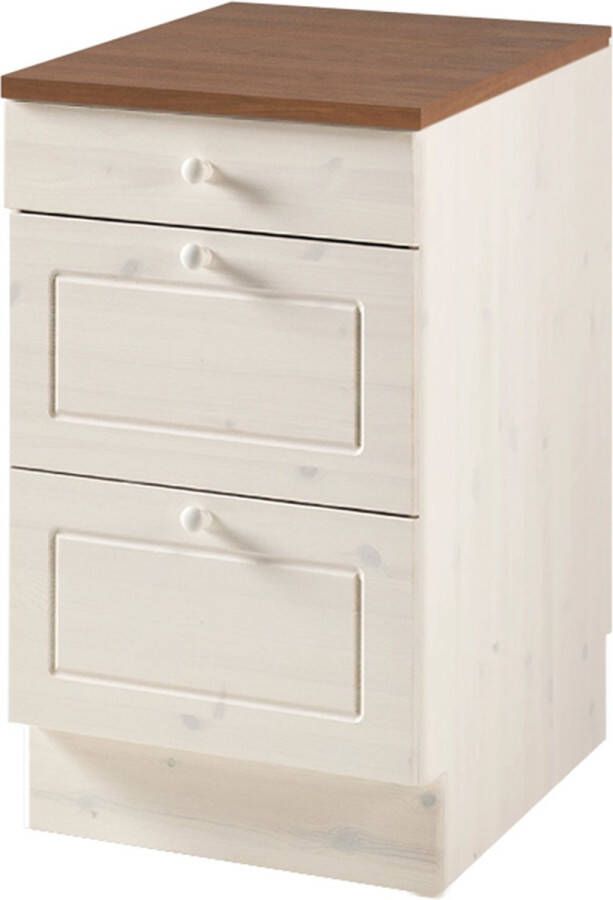 Loft24 Anita|Ladekast met 2+1 lades in wit honingkleurig massief grenenhout