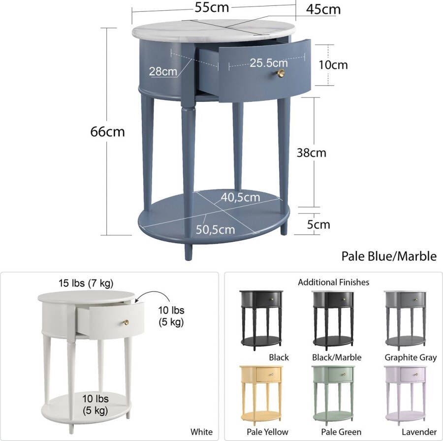 Dorel Home Bijzettafel Aurora met 1 lade en 1 plank breedte 55 cm hoogte 66 cm (1 stuk) - Foto 11