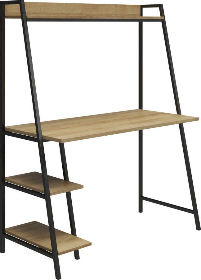 Dorel Home Bureau met kast Bushwick met 3 vaste planken onderstel van metaal hoogte 137 5 cm (1 stuk) - Foto 2