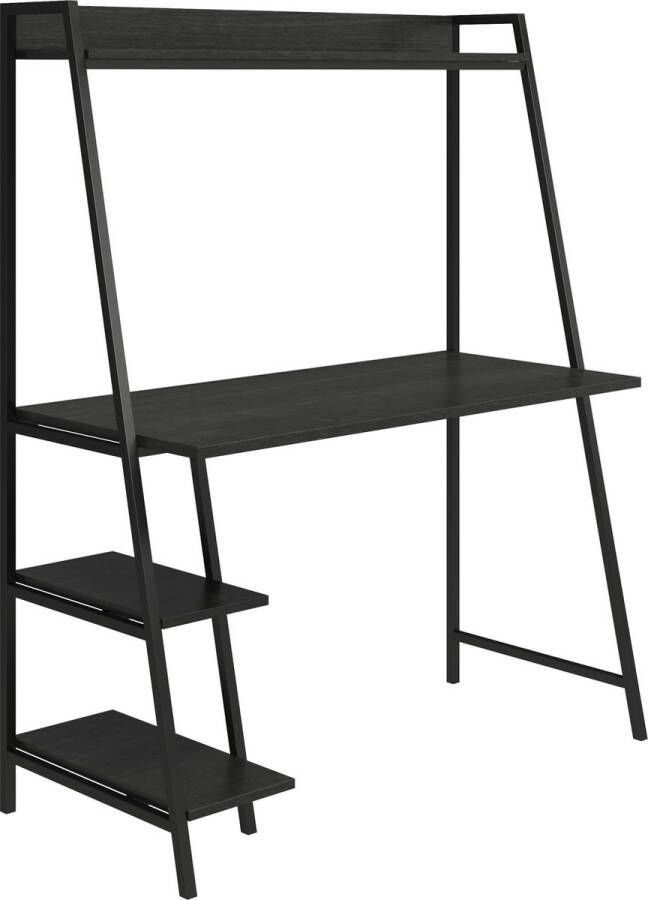 Bureau met ladders in gelamineerd spaanplaat zwart eiken en frame in metaal zwart - Foto 2