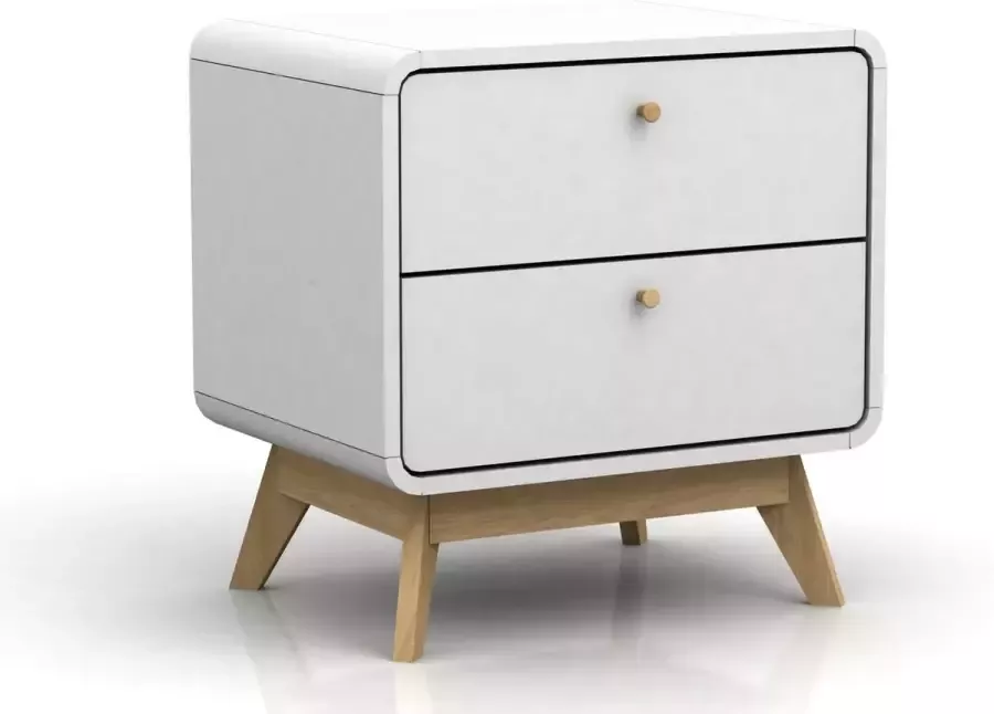 Loft24 Cassie Nachtkastje met 2 lades in spaanplaat wit - Foto 2