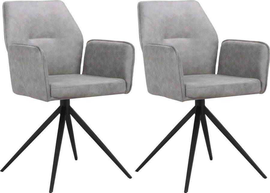 Loft24 Capo|Set van 2 grijze stoffen eetkamerstoelen