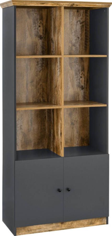 Loft24 Castor Boekenkast 6 open Grijs eiken