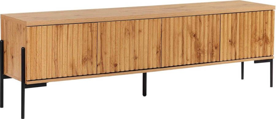 Loft24 Charlie Laag dressoir met 4 deuren in walnoot-look (55 x 175 x 38 cm)