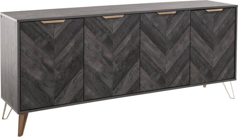 Loft24 Dark Wood|Dressoir met 4 deuren in houtlook zwart