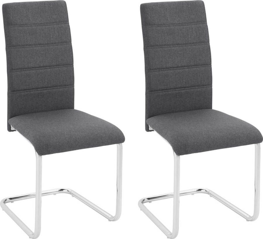 INOSIGN Vrijdragende stoel DORIS (set van 2 of set van 4) bekleding in weefstof verchroomd metalen frame (voordeelset) - Foto 1