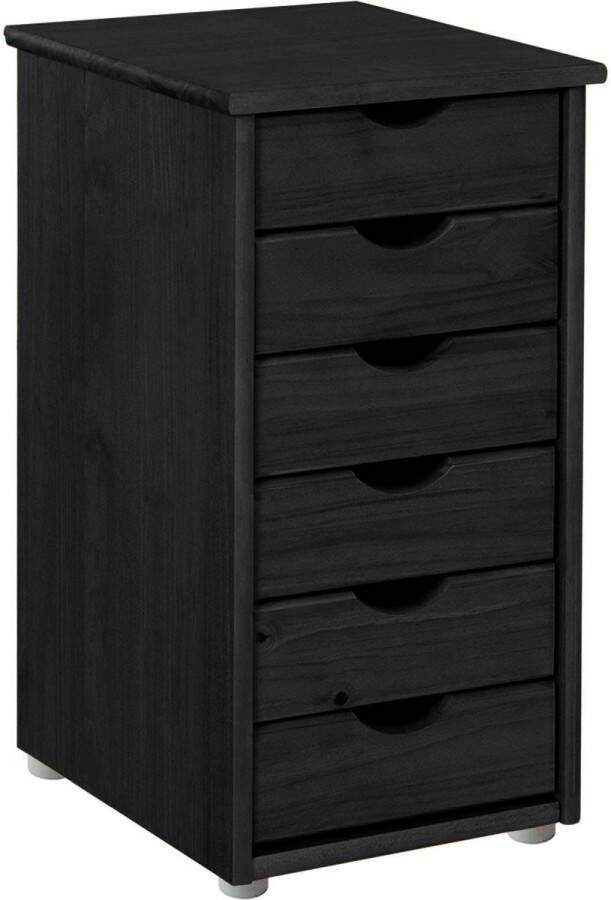 Loft24 Gava|Ladekast met 6 lades in zwart grenen