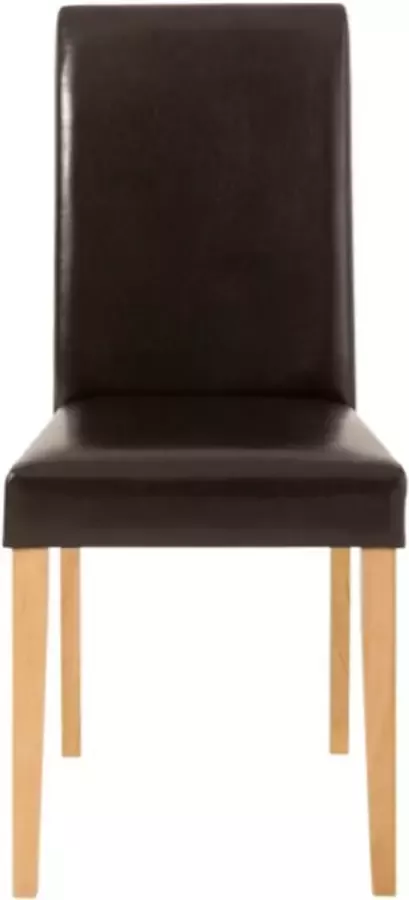 Loft24 Lucca|Eetkamerstoelen Set van 2 in PU Bruin met Poten in Grenen Natuur - Foto 3