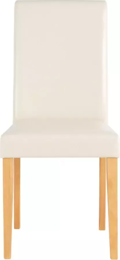 Loft24 Eetkamerstoelen set van 2 in PU creme met poten in grenen naturel - Foto 2
