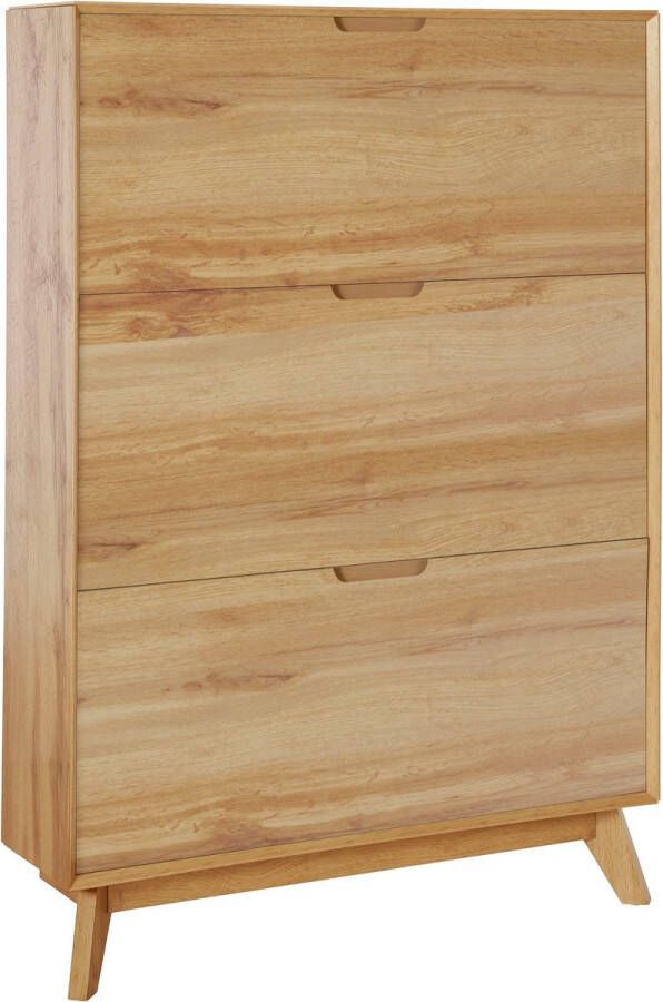 Loft24 Ezra|Schoenenkast met 3 kleppen in eiken look bruin