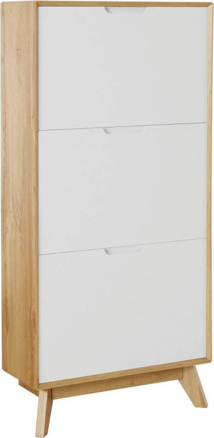 Loft24 Ezra|Schoenenkast met 3 kleppen in eiken look wit