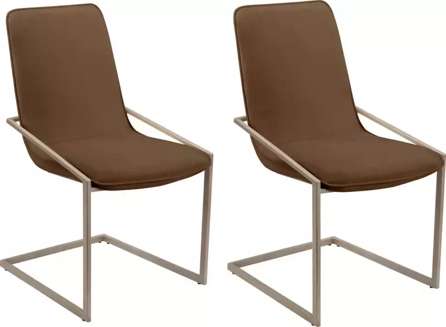 Loft24 Gestoffeerde eetkamerstoelen set van 2 in fluweel cappuccino