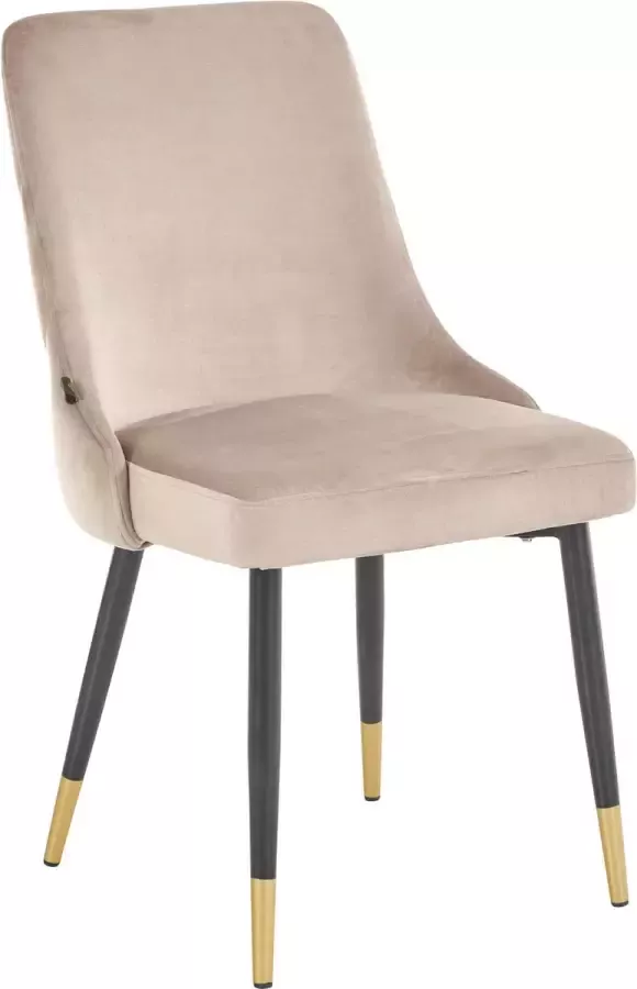 Loft24 Gestoffeerde eetkamerstoelen set van 2 in fluweel cappucino