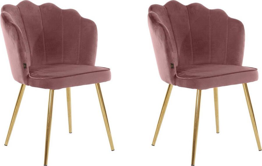 Loft24 Gestoffeerde eetkamerstoelen set van 2 in fluweel roze