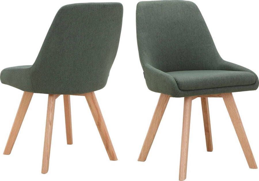 Loft24 Gestoffeerde eetkamerstoelen set van 2 in wollook groen